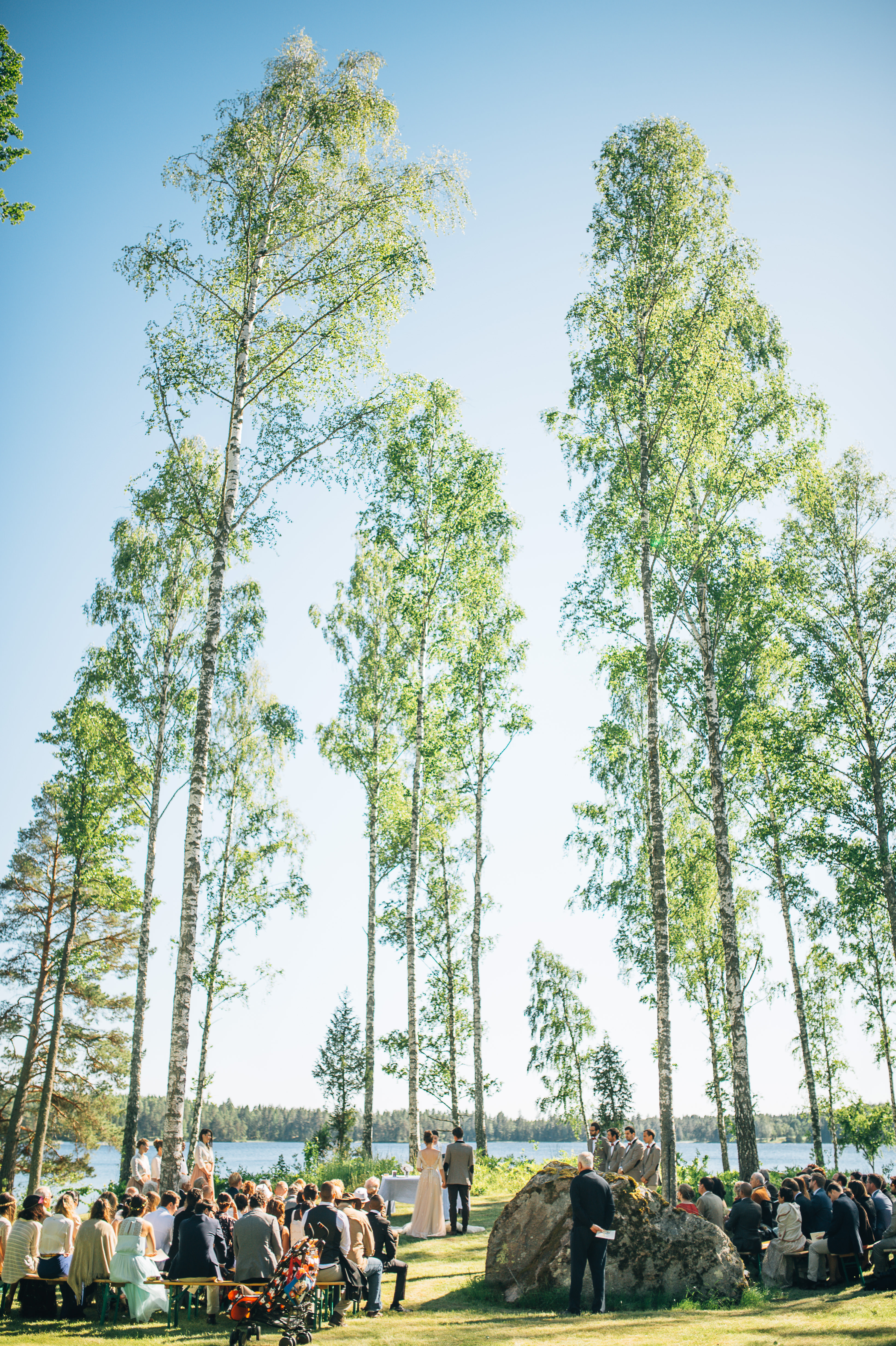 Guests celebrating at the birch forest ceremony in Sweden