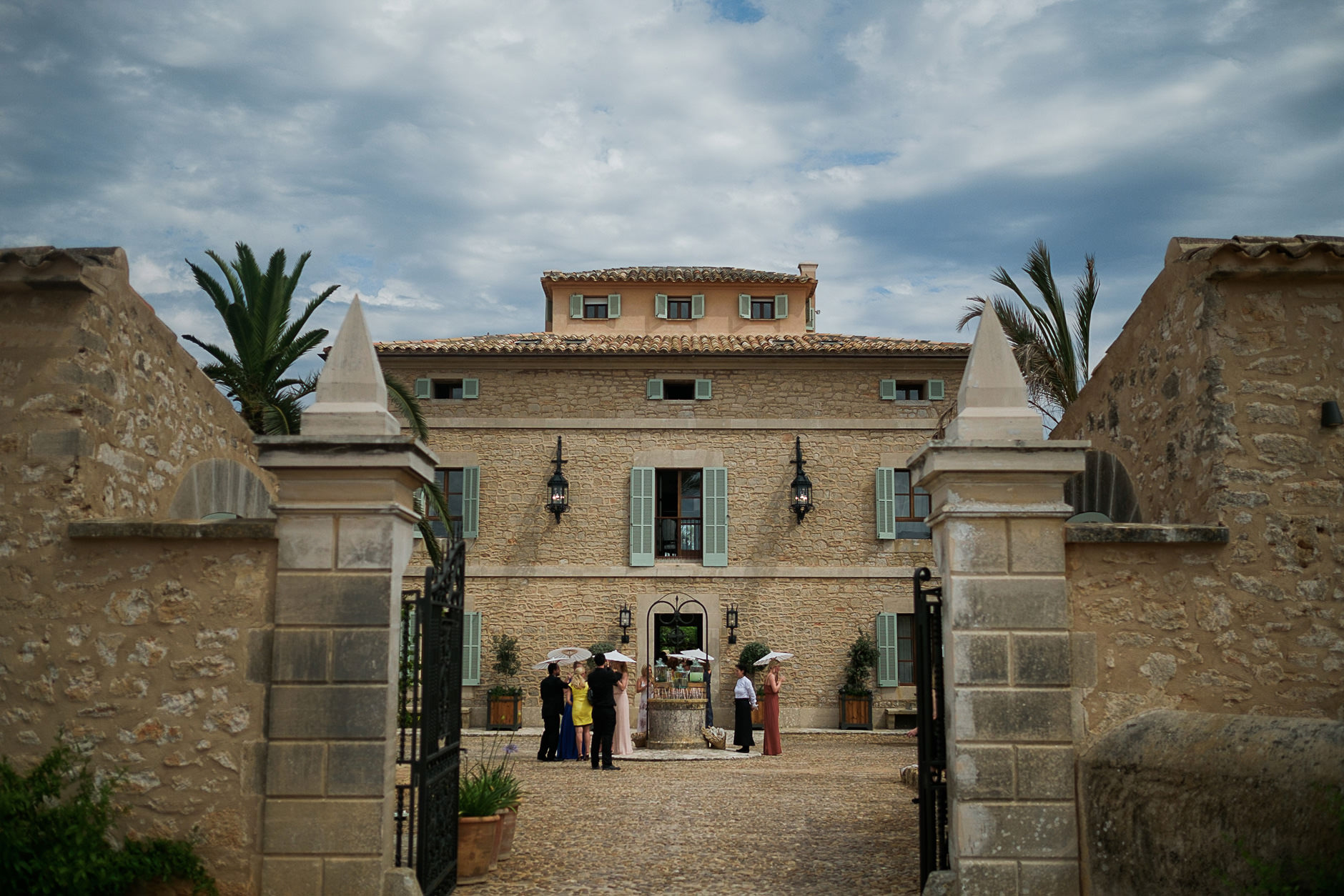 Guests arriving at a Mallorca finca wedding
