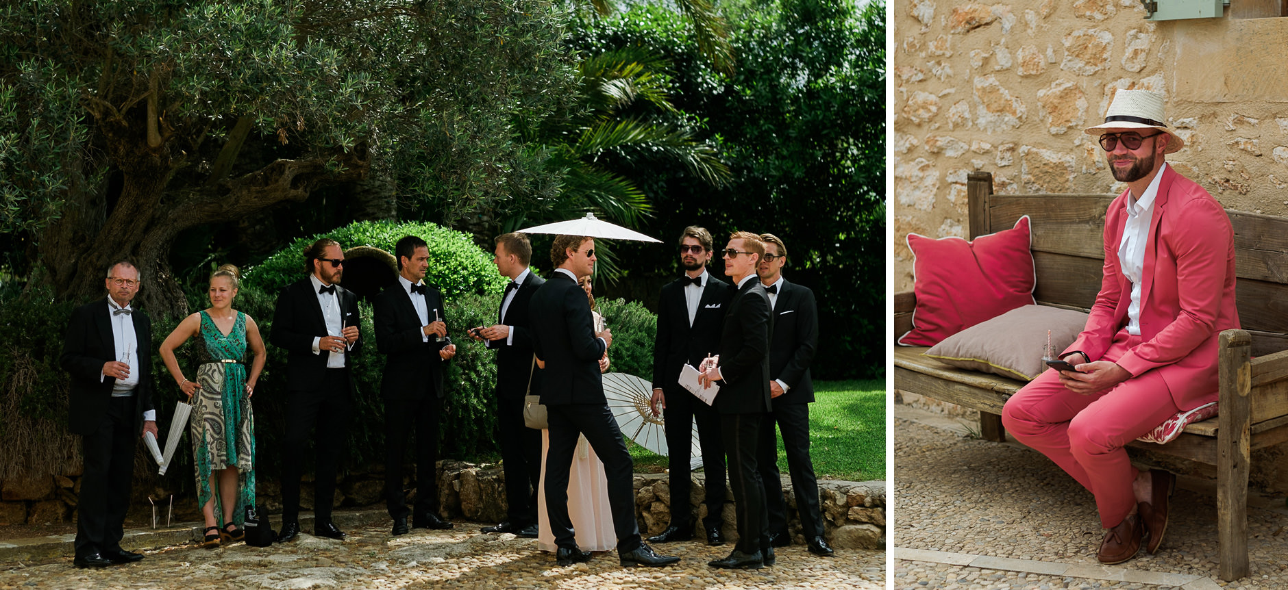 Wedding guests gathering at a Mallorca finca
