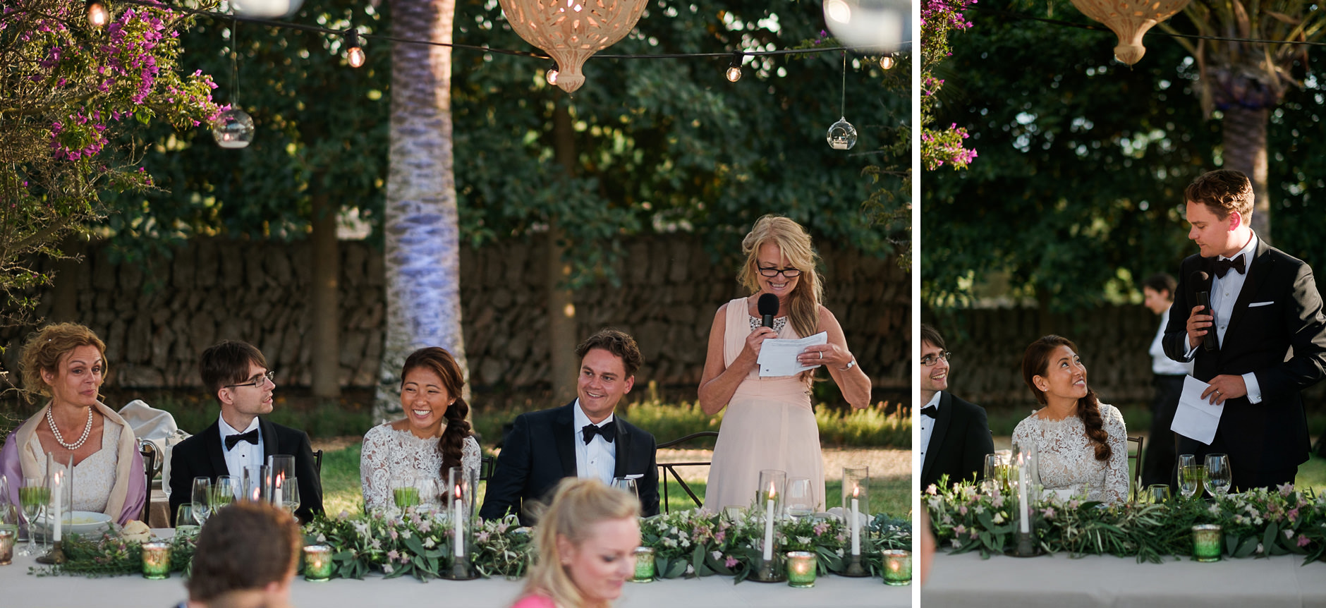 Speeches at a Mallorca finca wedding dinner