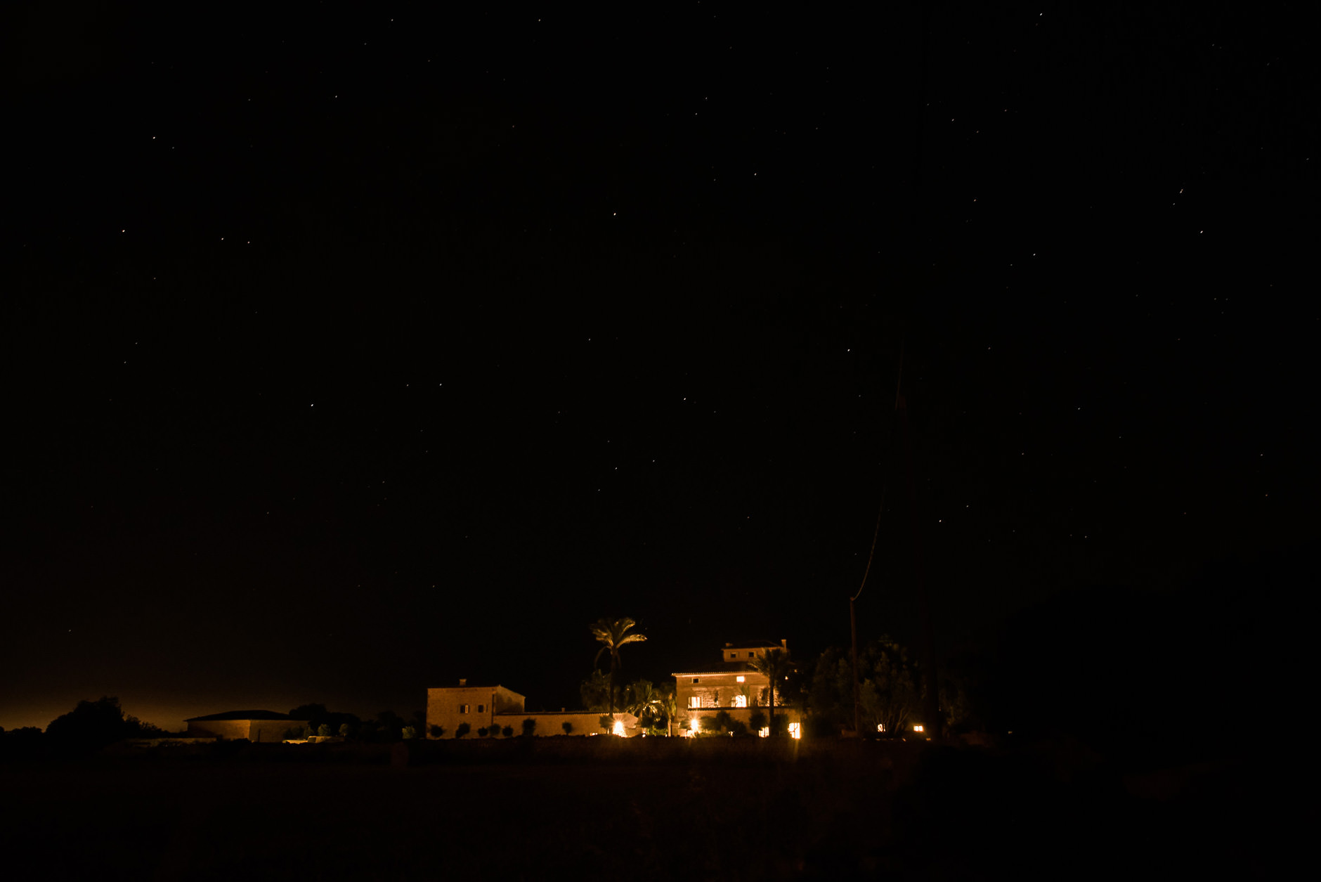 The finca at night, Mallorca wedding