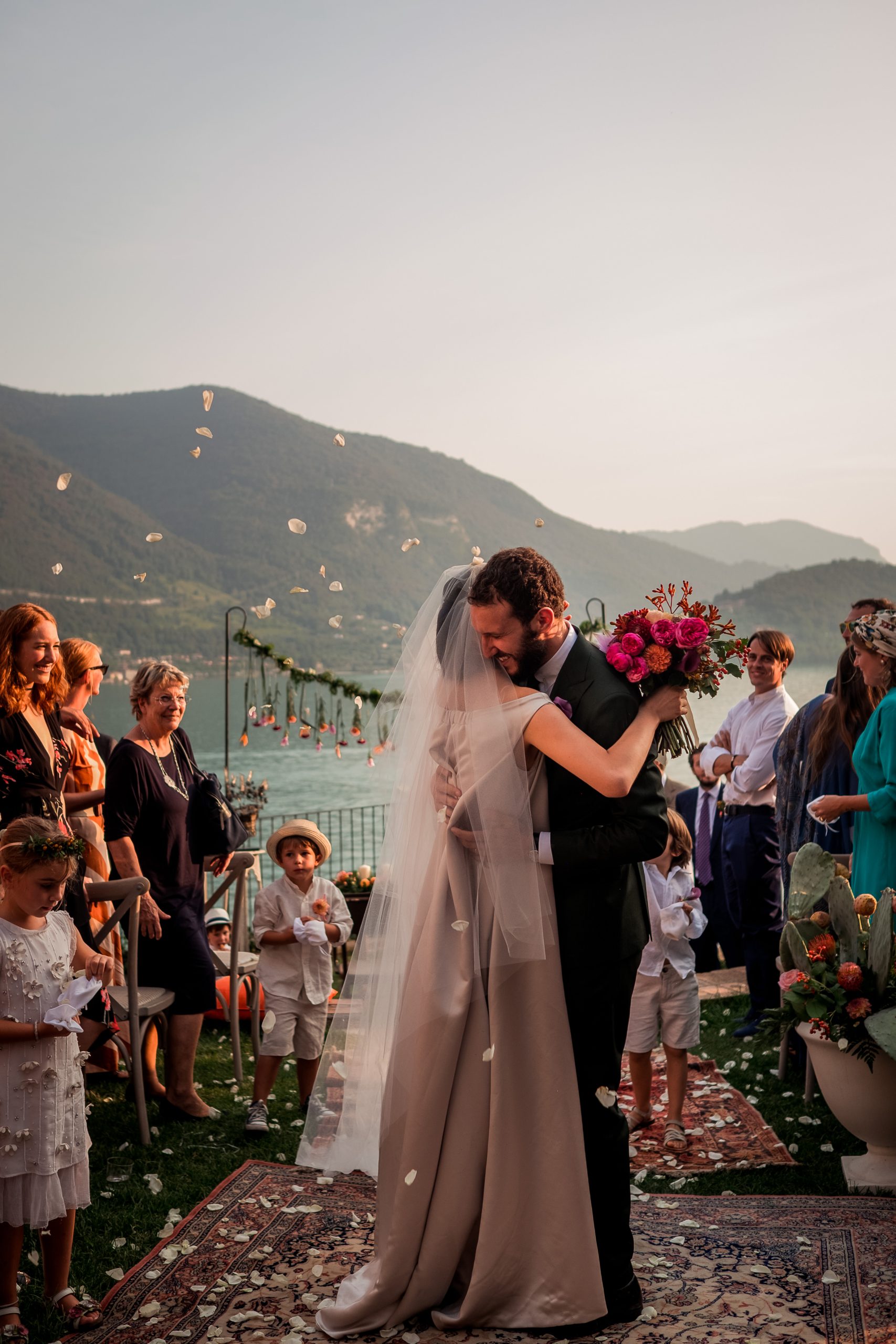 Intimate couple portrait at a Monte Isola wedding, Castello Oldofredi
