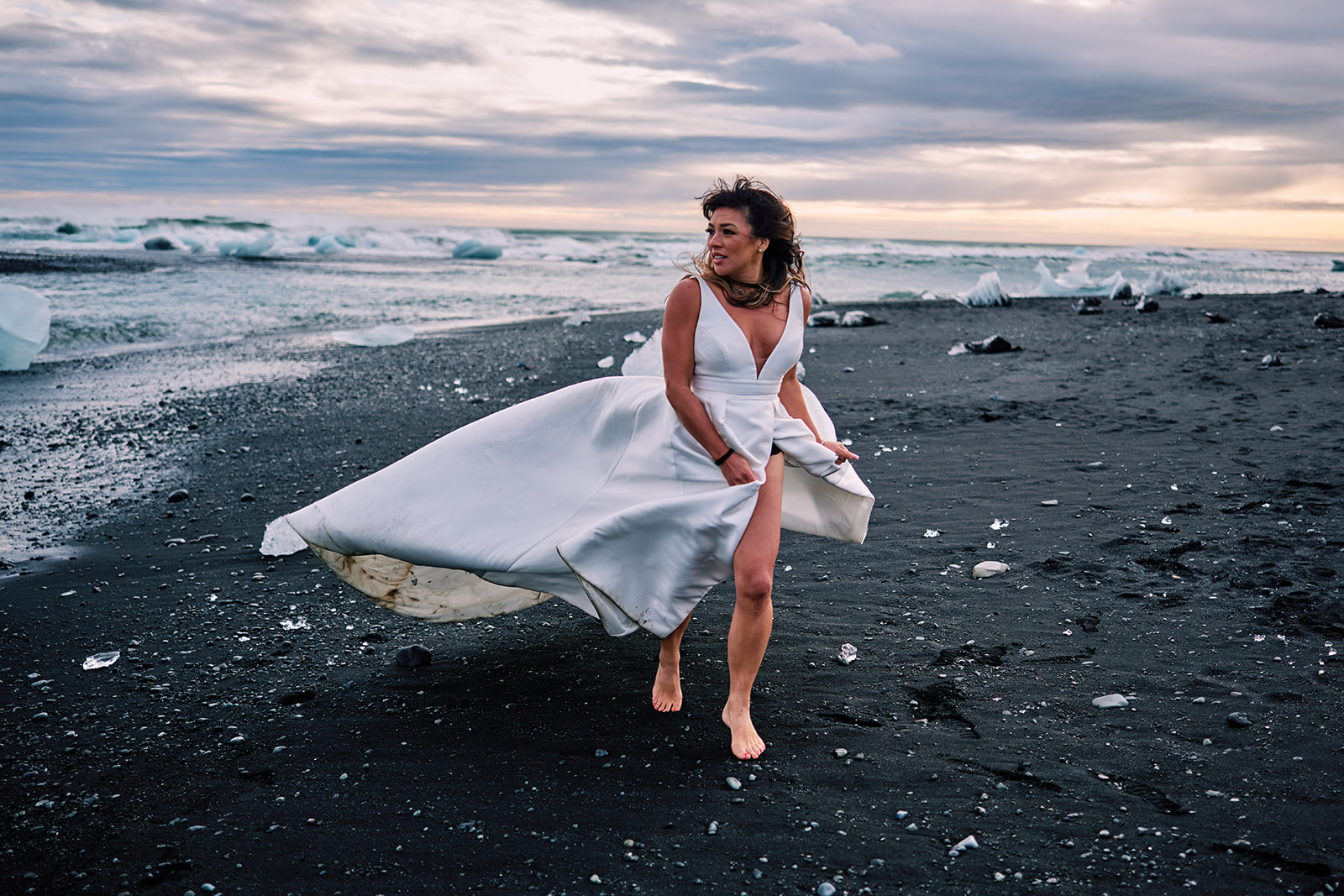 Approaching Jokulsarlon glacier lagoon for Iceland elopement photos