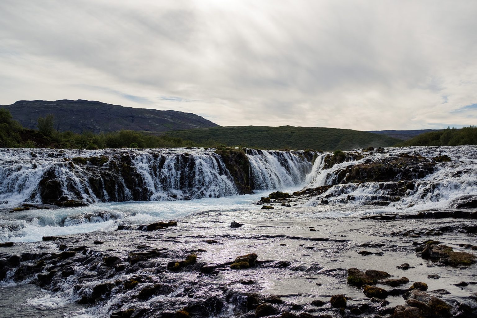 The blue cascades of Brúarfoss, Iceland