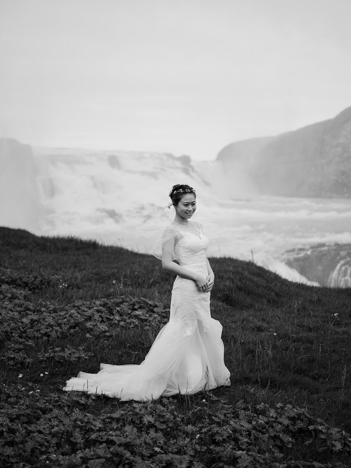 The bride at Gullfoss in Iceland