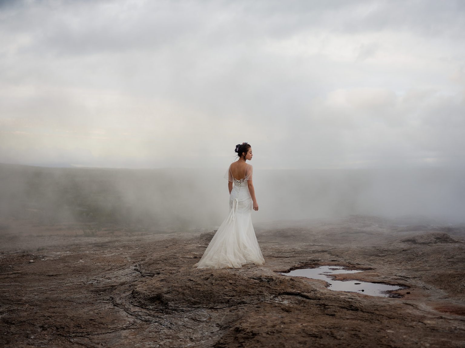 The bride in the geothermal steam at Geysir