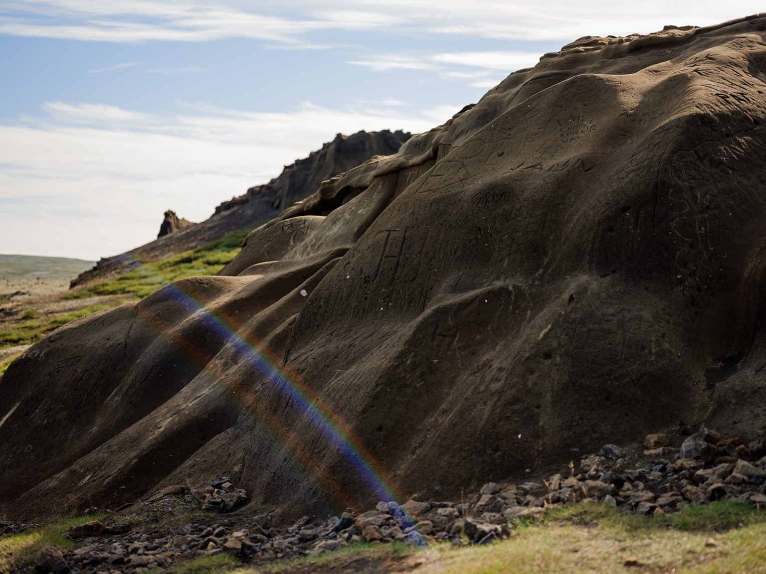 Black volcanic rock on the Golden Circle