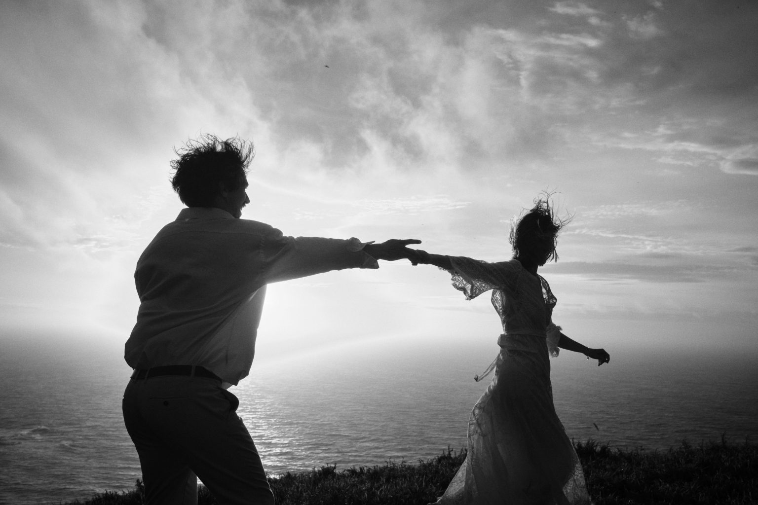 Dancing on the cliff edge in the last light of an Azores elopement