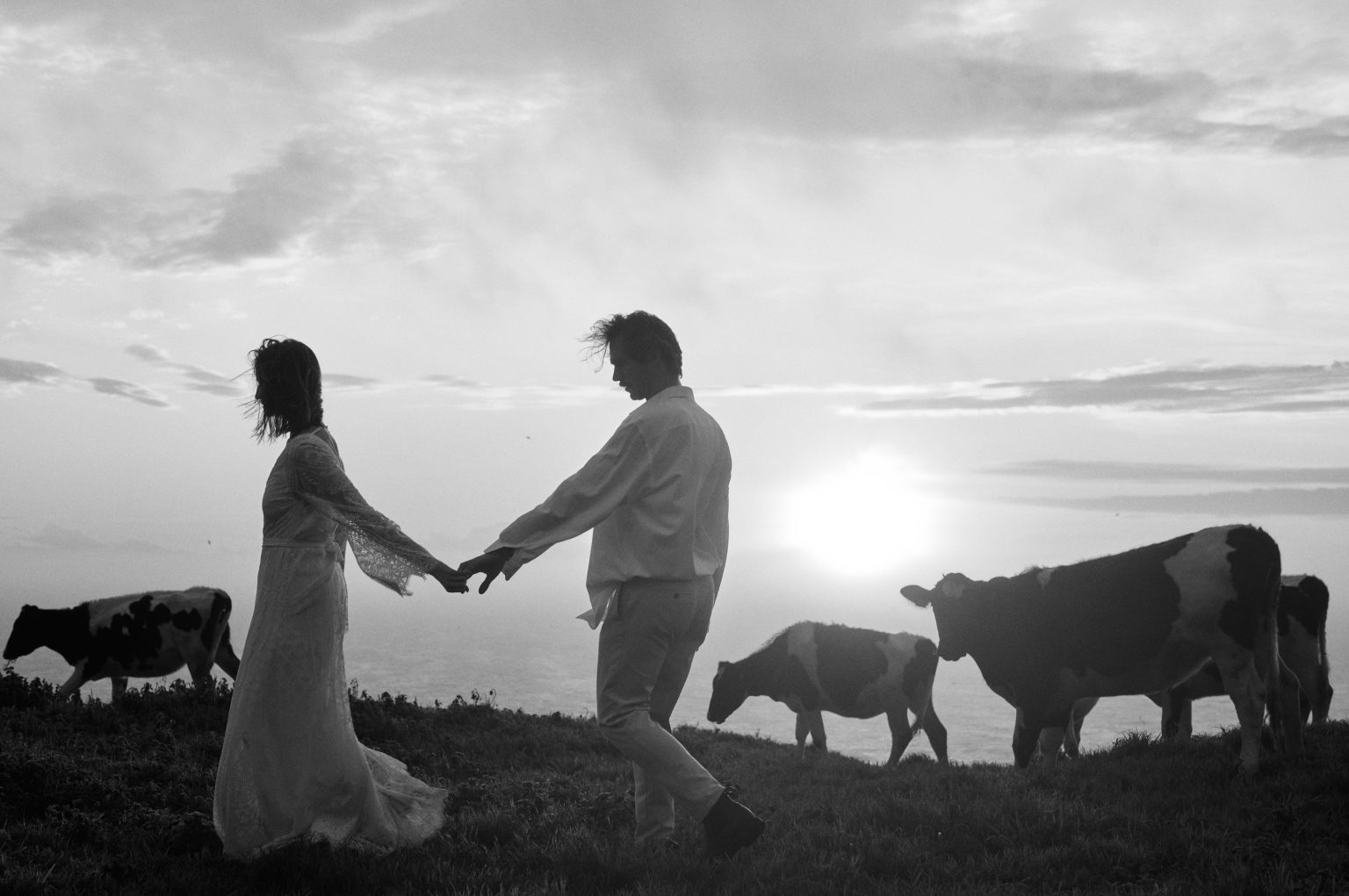 Holding hands among the cows at sunset on São Miguel, Azores