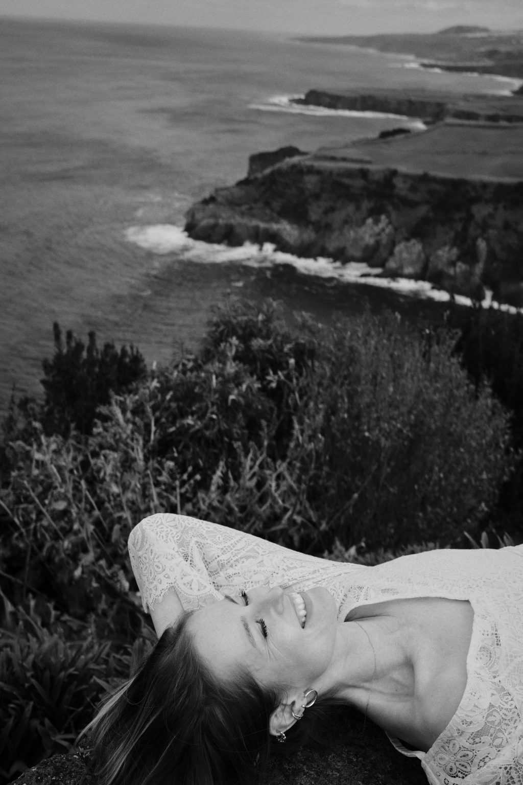 Looking down over the green coast of São Miguel