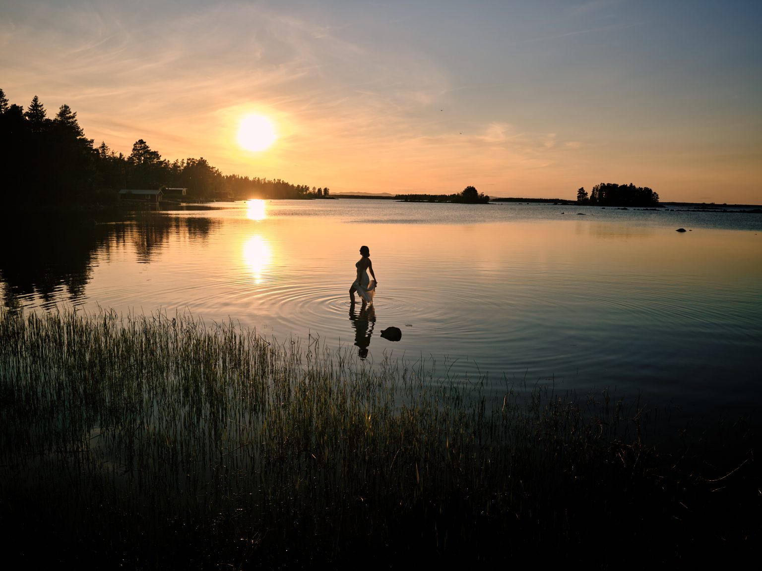 The mirror-still Baltic sea at ten in the evening, Hop Farm Beach