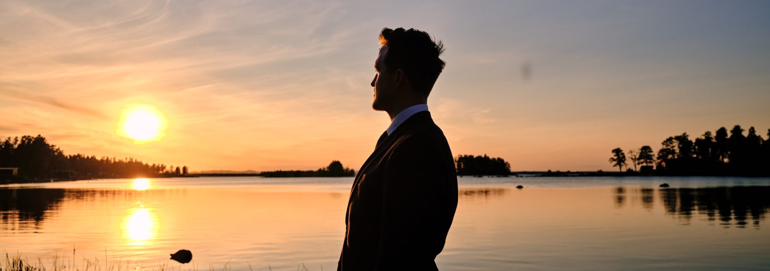 Martin watching the horizon at the end of the day