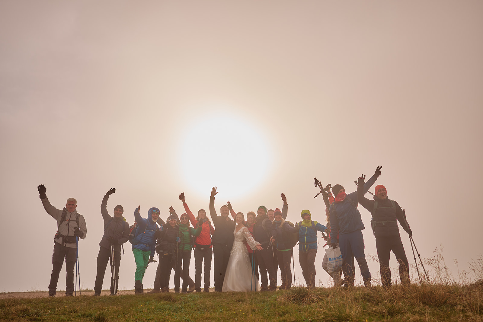 Sunrise wedding portraits at Passo Giau, Dolomites