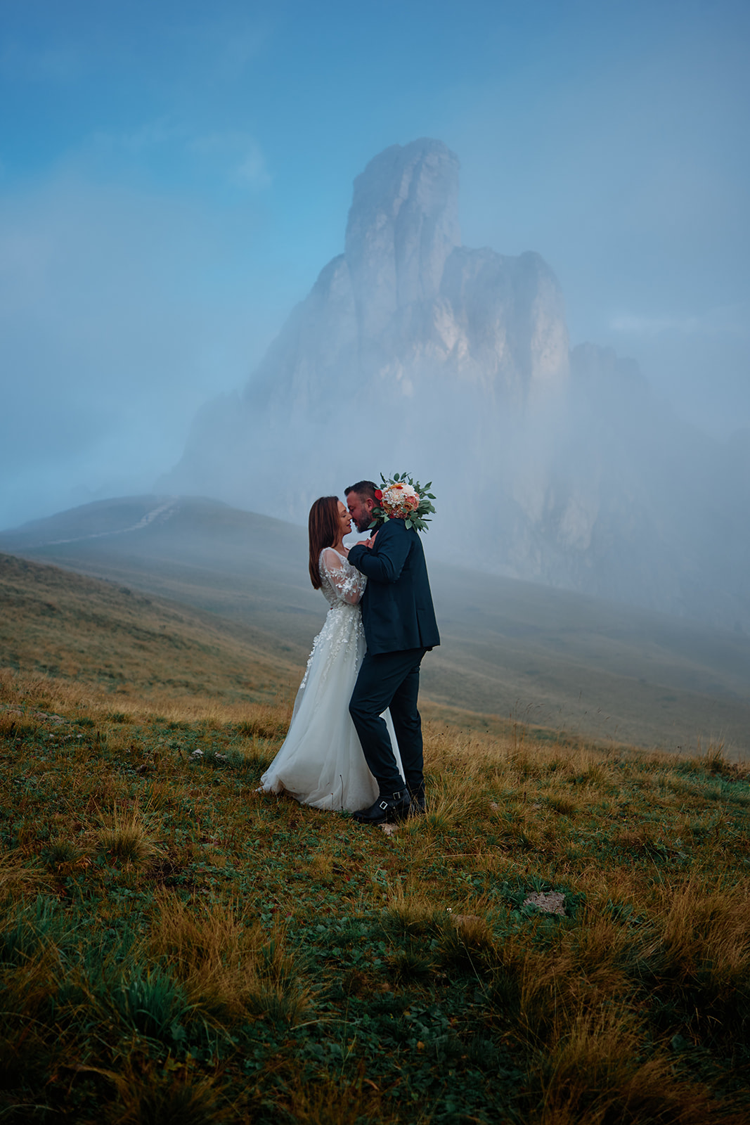 Dolomites wedding photographer at Passo Giau