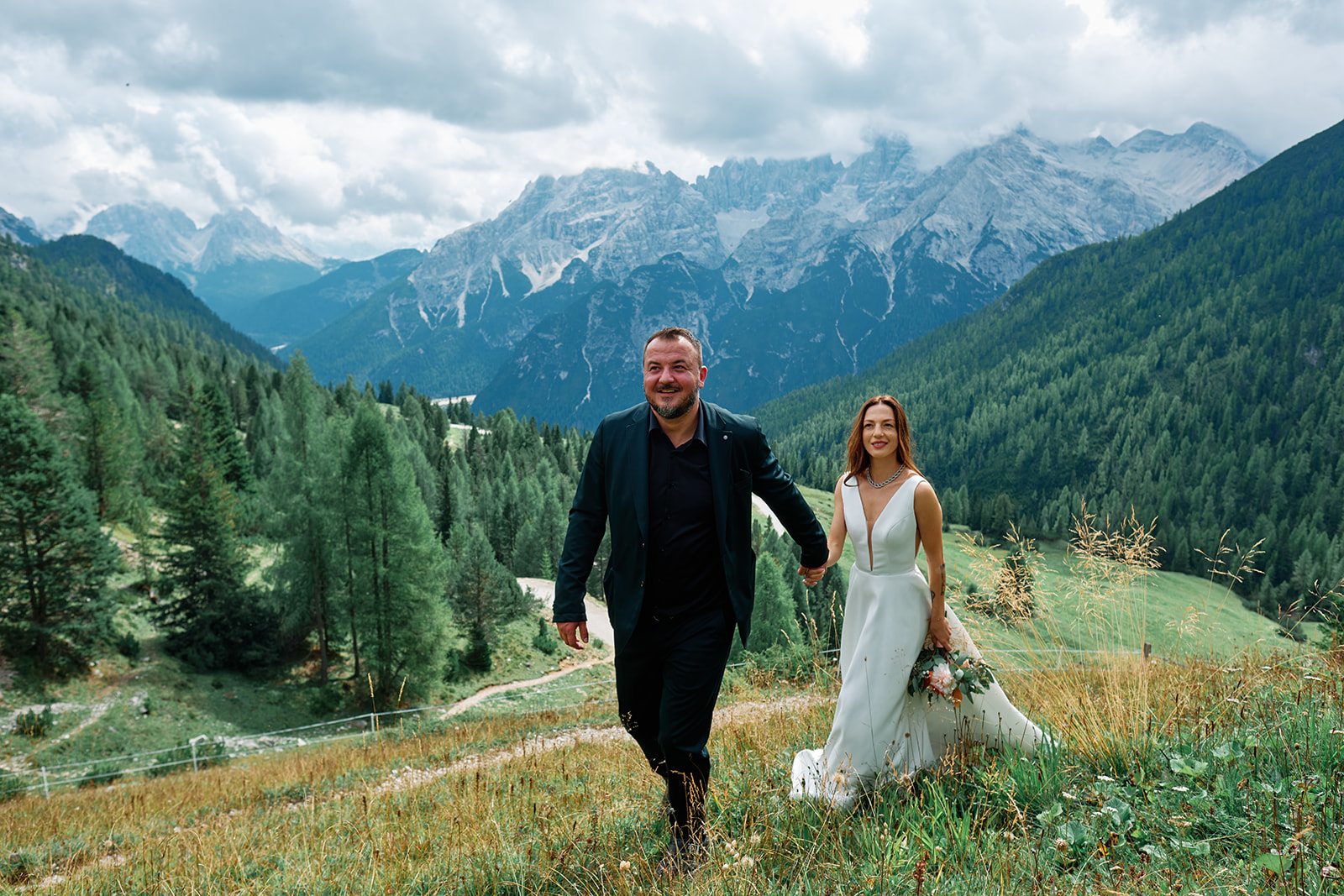 Prato Piazza meadows on a Dolomites wedding day