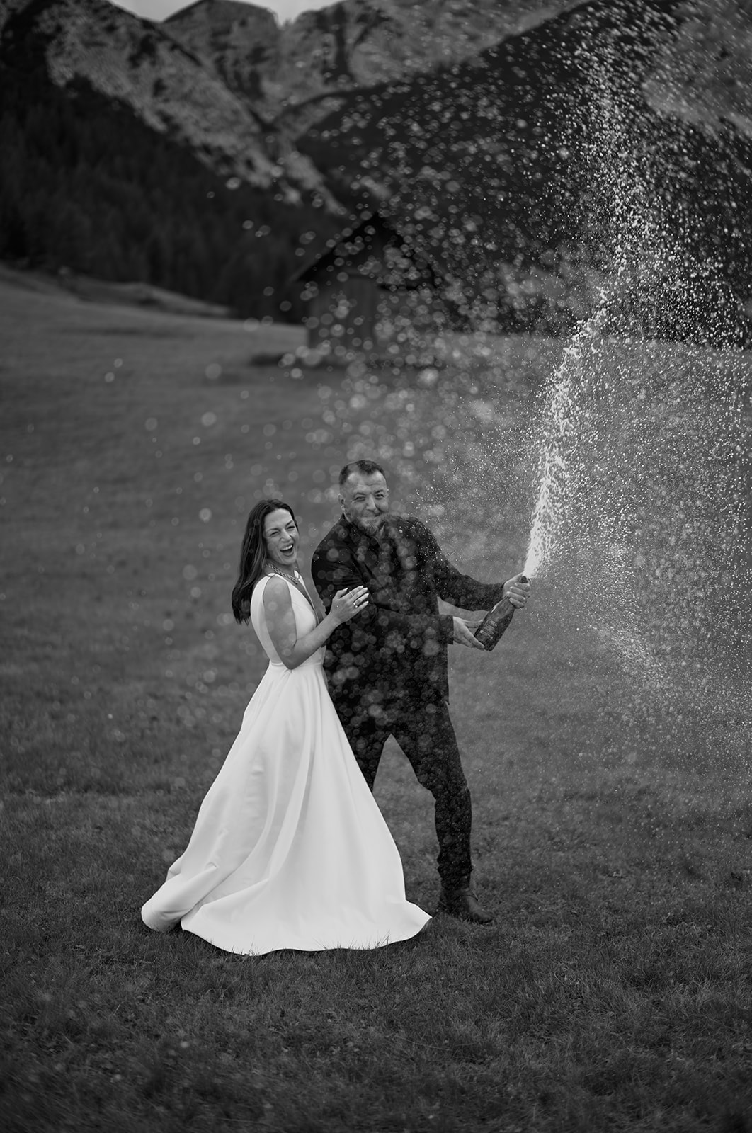 Dolomites wedding photographs with horses at Prato Piazza