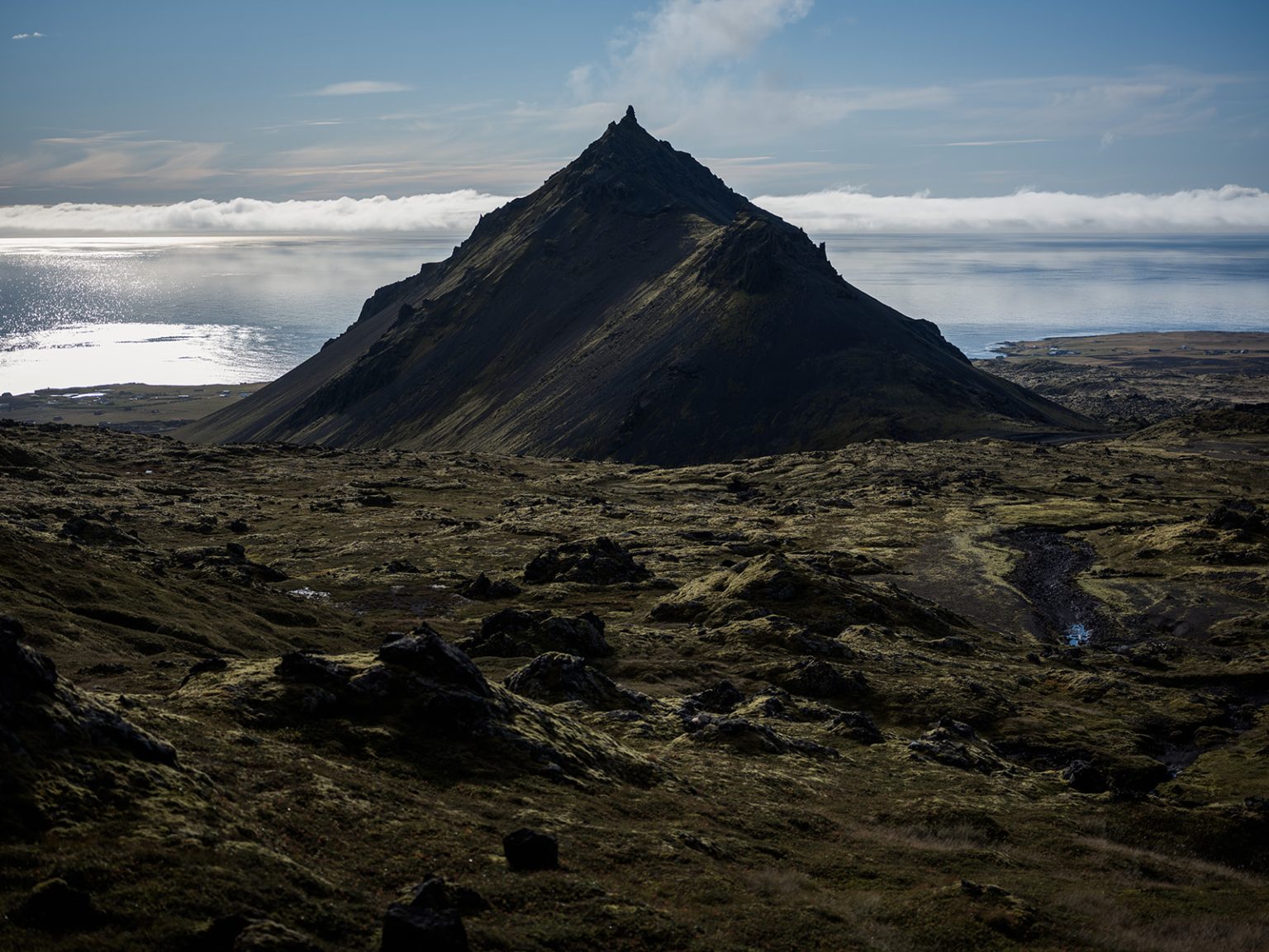 A sharp snowy peak on Snæfellsnes, Iceland