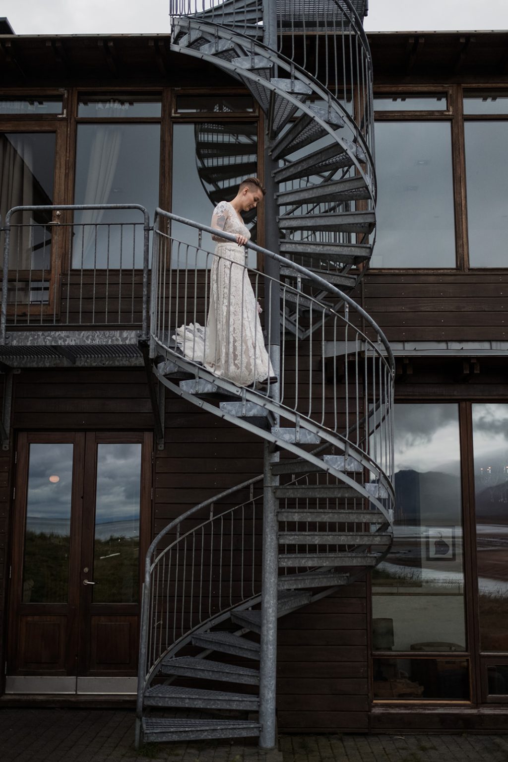 The spiral staircase at Hótel Búðir, Iceland