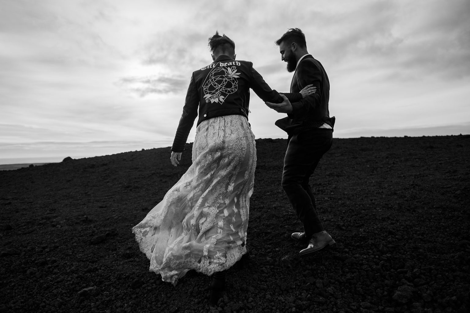 Amelia and Adam dancing on the lava, Snæfellsnes, Iceland