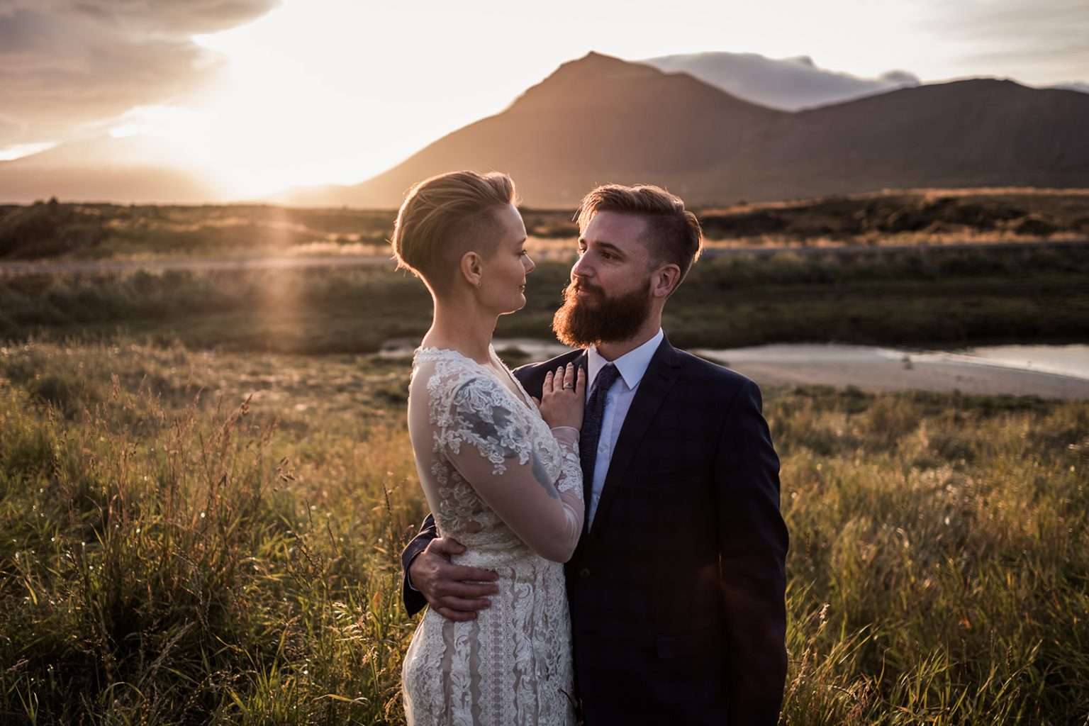 Amelia and Adam in the last of the sun, Búðir, Iceland