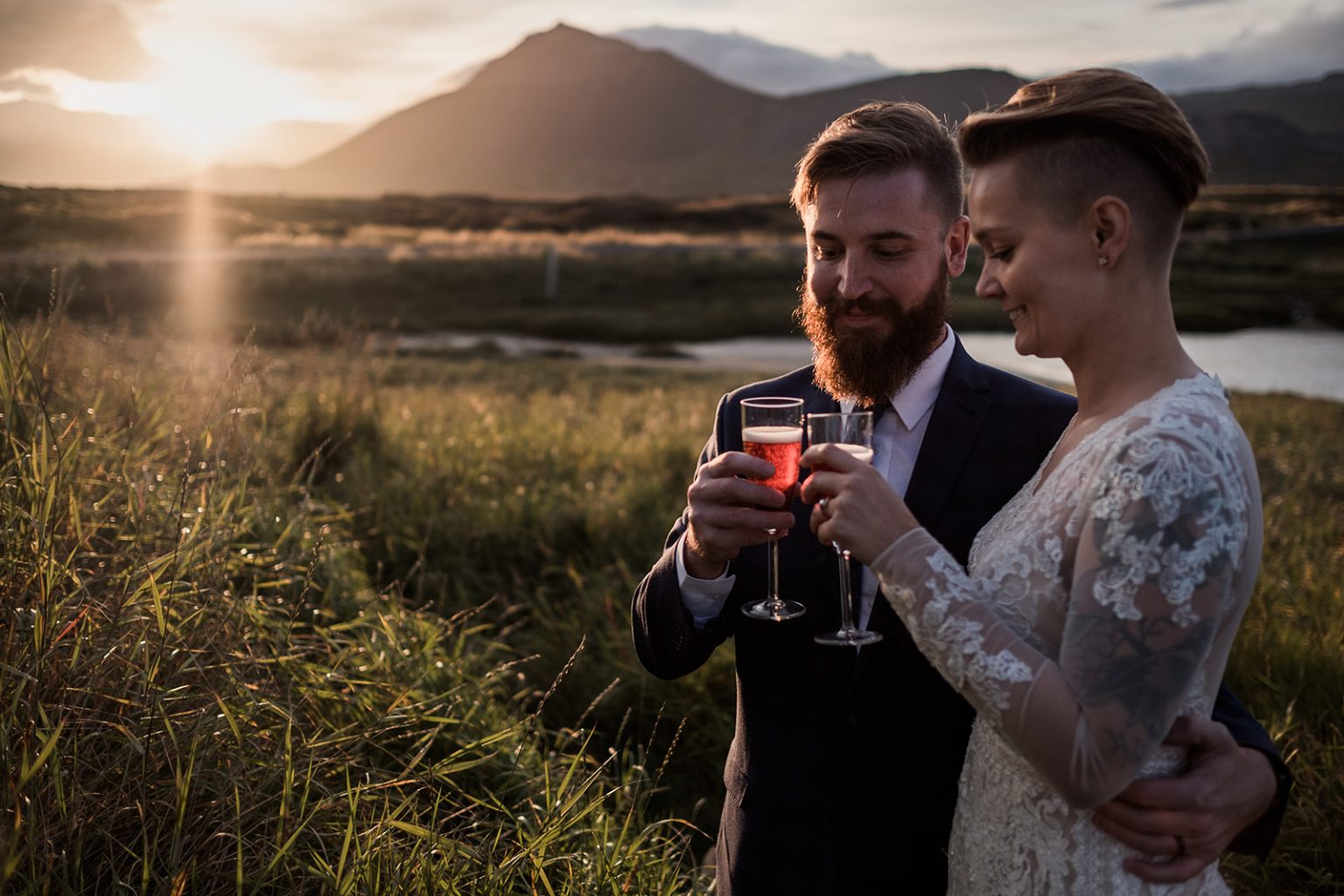 A drink and a toast at sunset, Snæfellsnes, Iceland