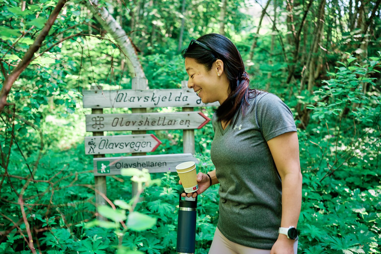 Gathering flowers in the woods at Juvet