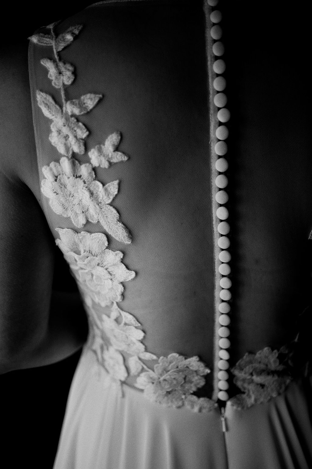 Wedding dress details before a Juvet wedding