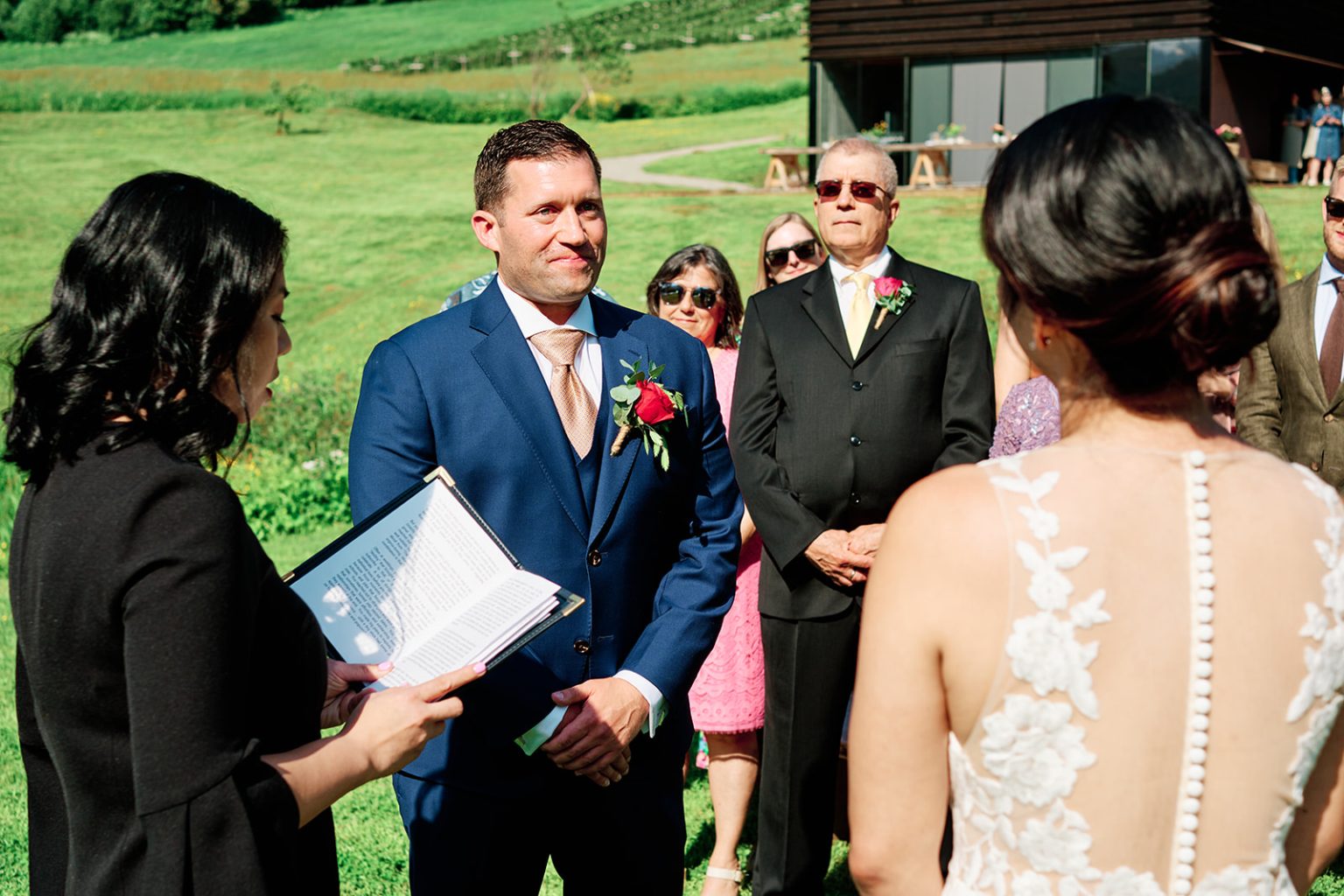 The couple during the ceremony at Juvet