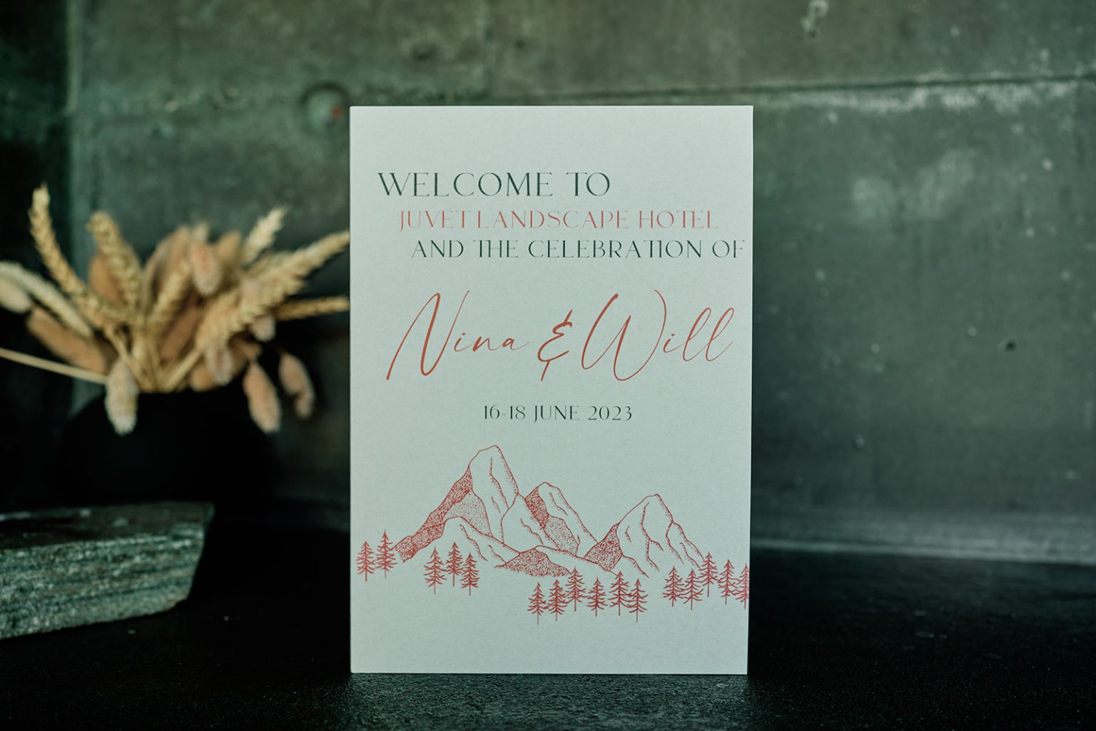 Nina and Will wedding stationery at Juvet