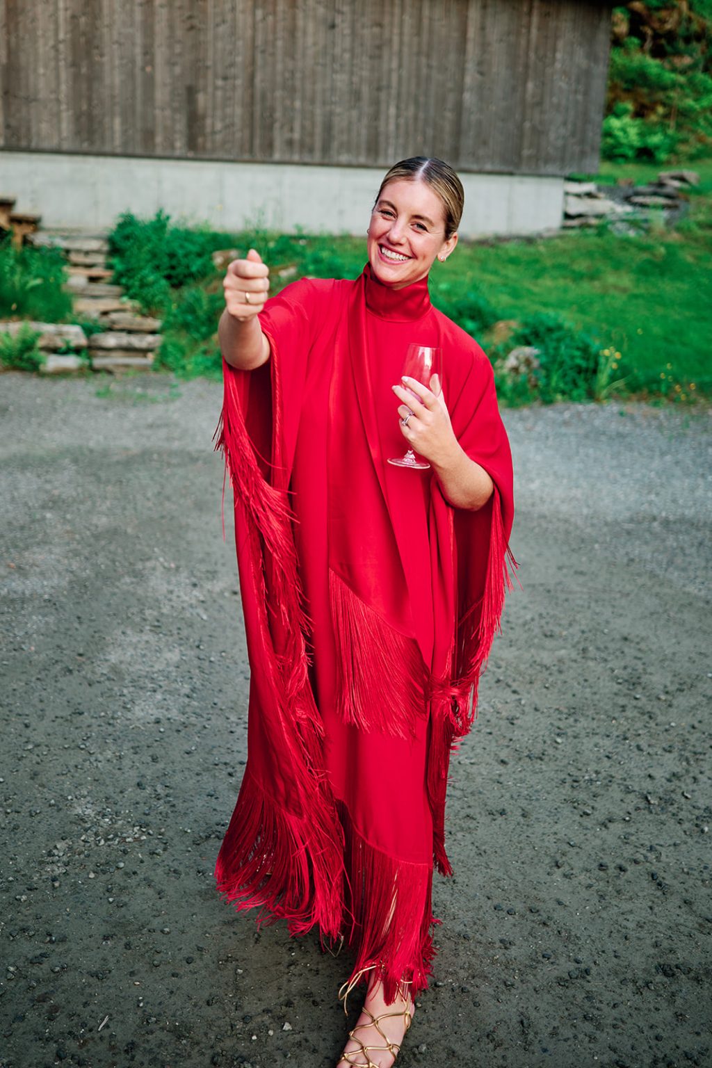 Nina in red as the evening goes on