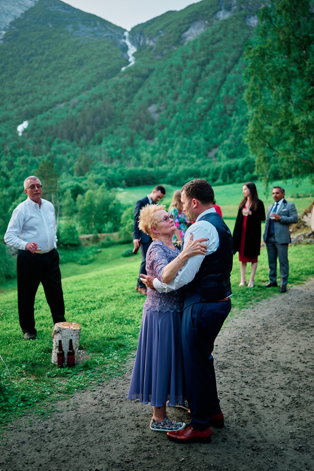 Dancing outside under the mountains at Juvet