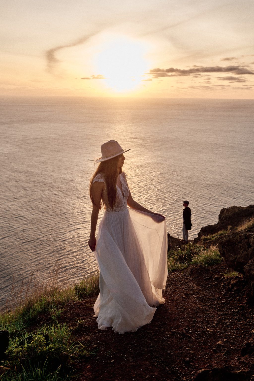 Silvia and Florin at sunset near the Farol da Ponta do Pargo, Madeira