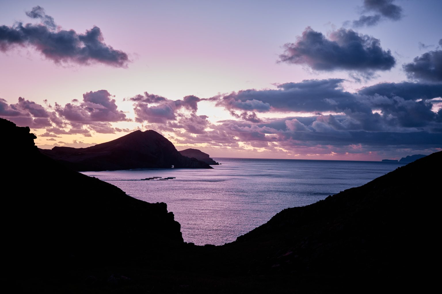 Pastel dawn over the sea and headlands at Ponta de Sao Lourenco, Madeira