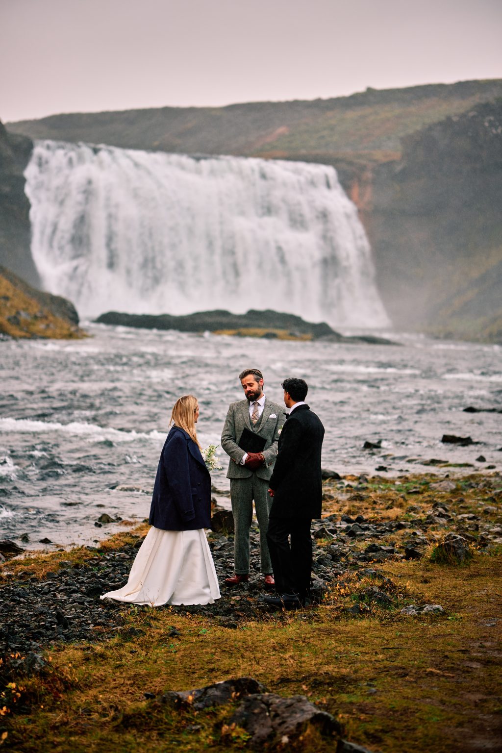 Wedding ceremony at the base of Þórufoss waterfall