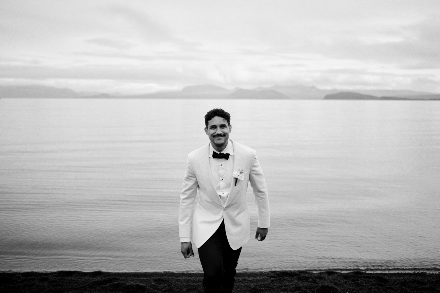 Daniel on the black beach at Eyrarbakki, Iceland