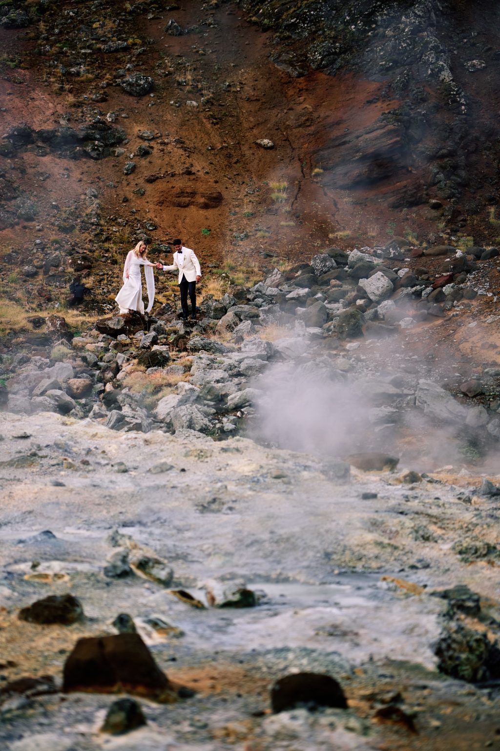 Steam rising at Seltún geothermal area on the Reykjanes peninsula