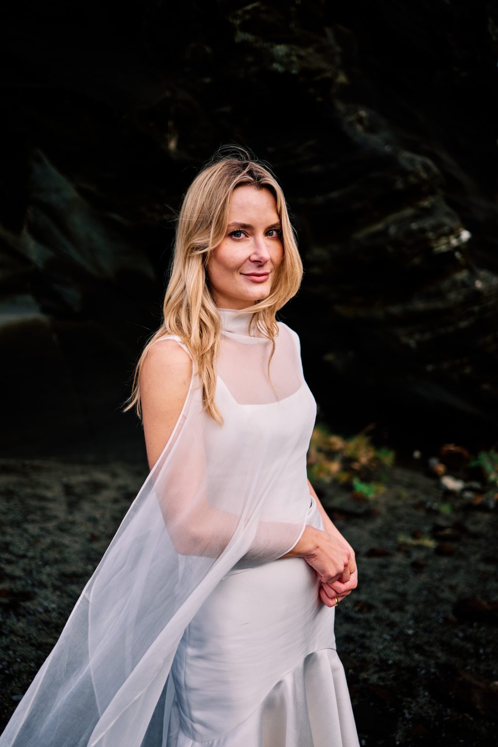 Bride portrait in the lava shadows near Krýsuvík