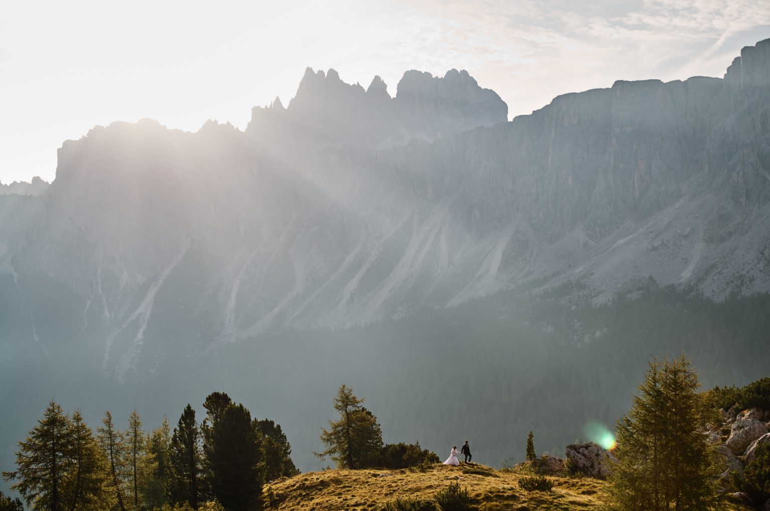The Ra Gusela lit gold above Passo Giau