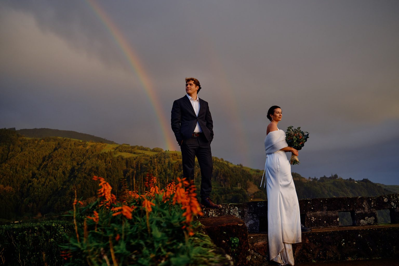 The couple and a rainbow on São Miguel