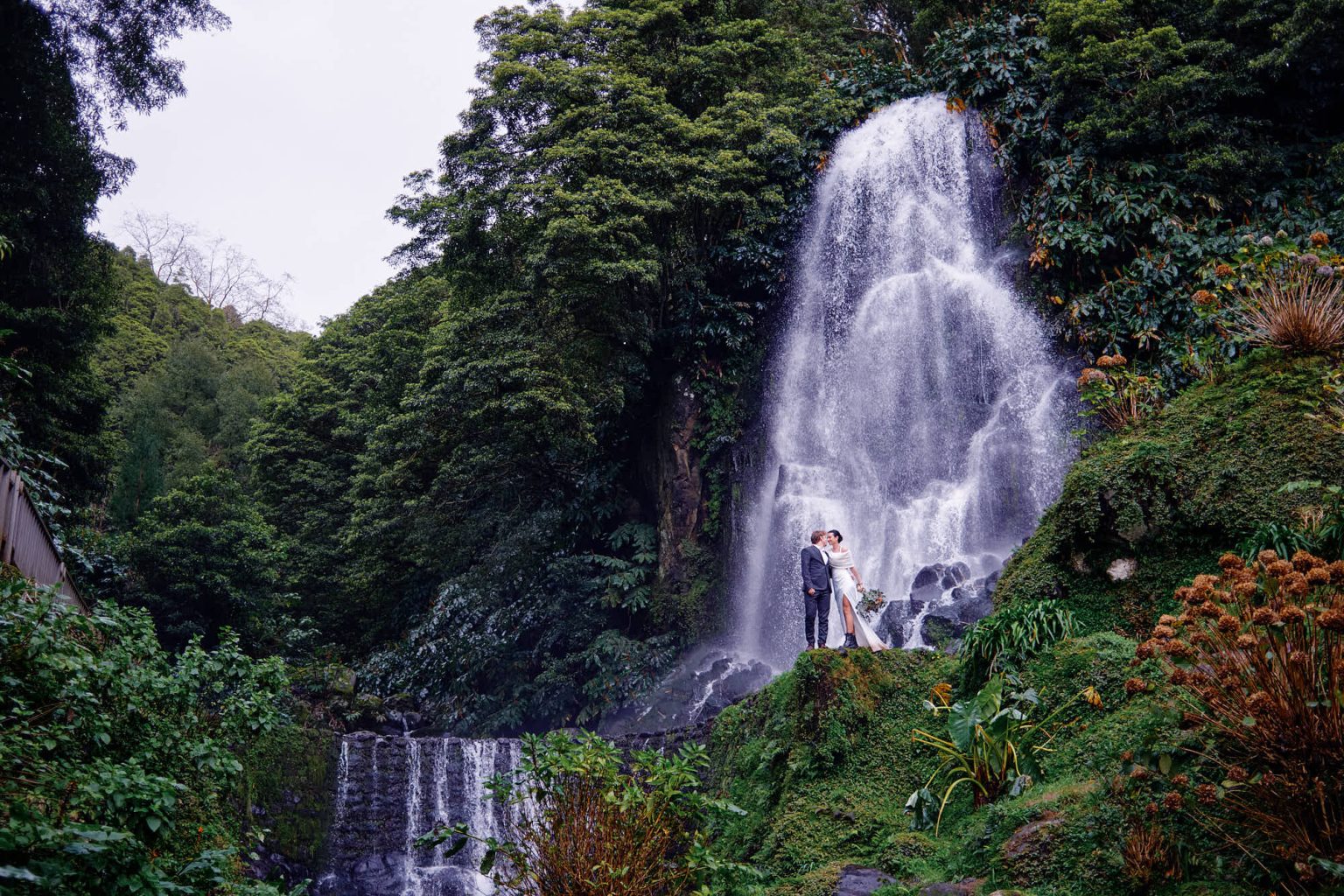 A waterfall in the hills of São Miguel