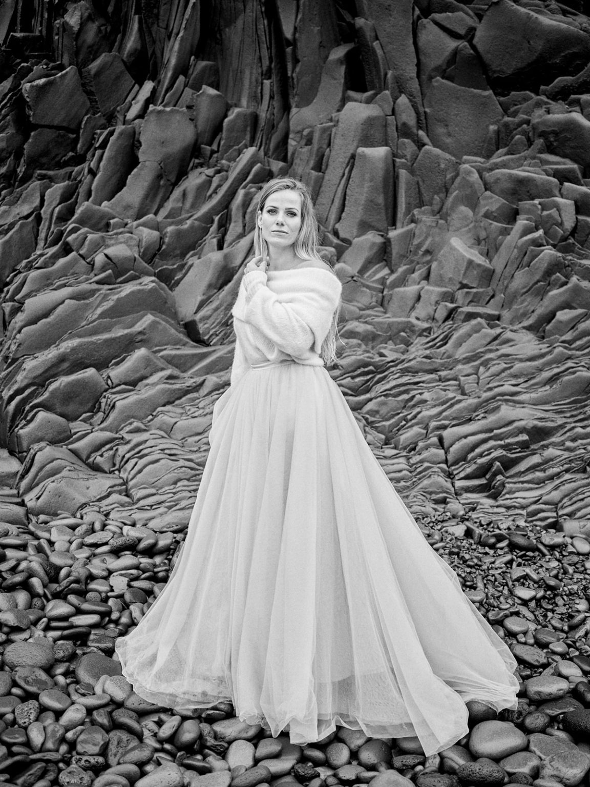 An elegant bride on Snæfellsnes, Iceland