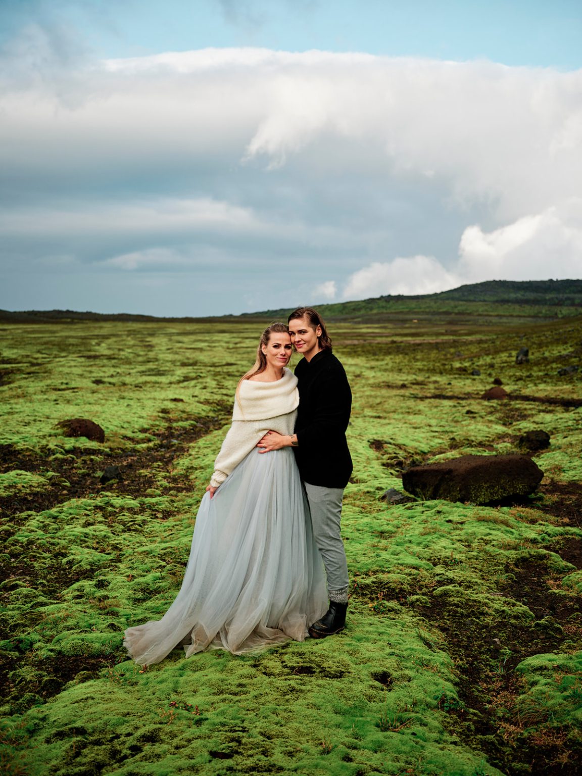 An embrace in the green mountains, a Snæfellsnes elopement