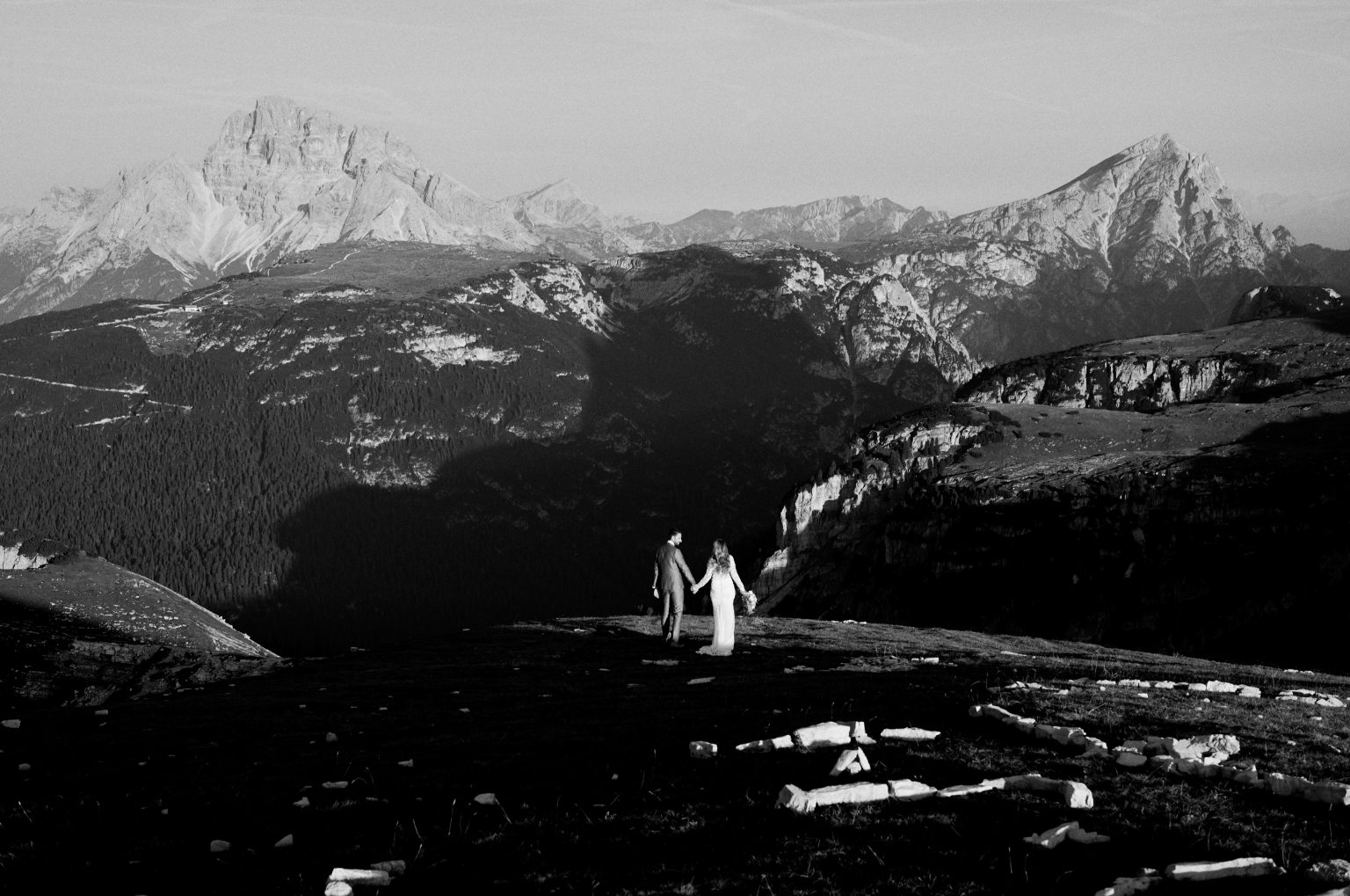 Charlotte and Collin in the low light of the mountains, Tre Cime di Lavaredo