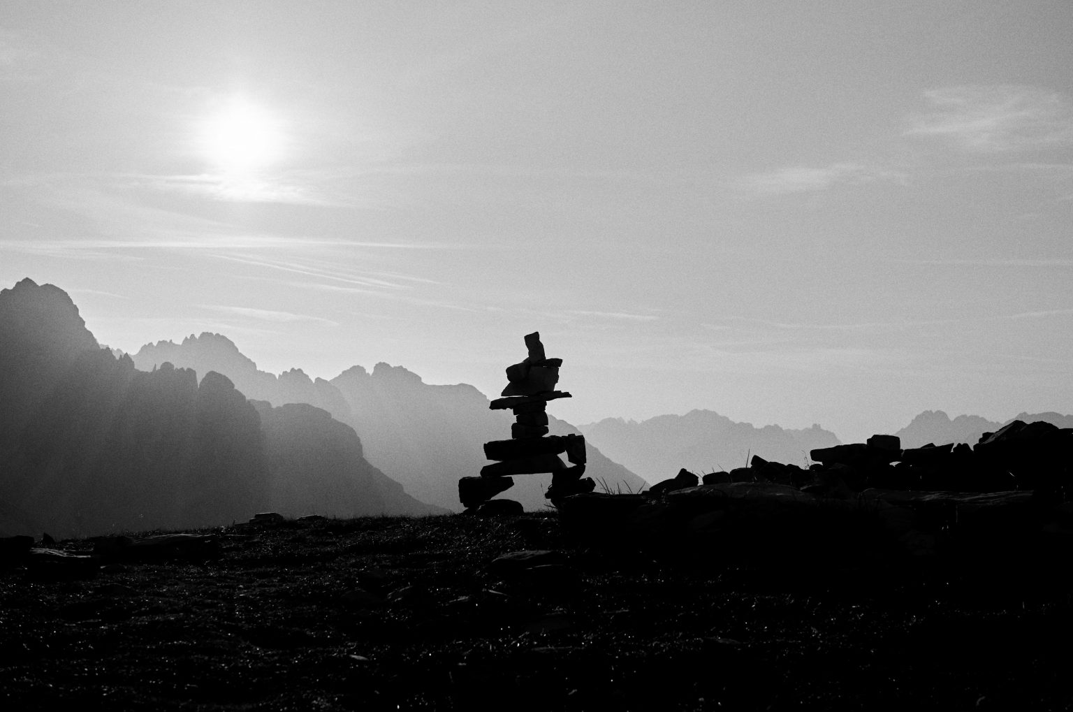 Sunrise mist over the Dolomites, Tre Cime di Lavaredo