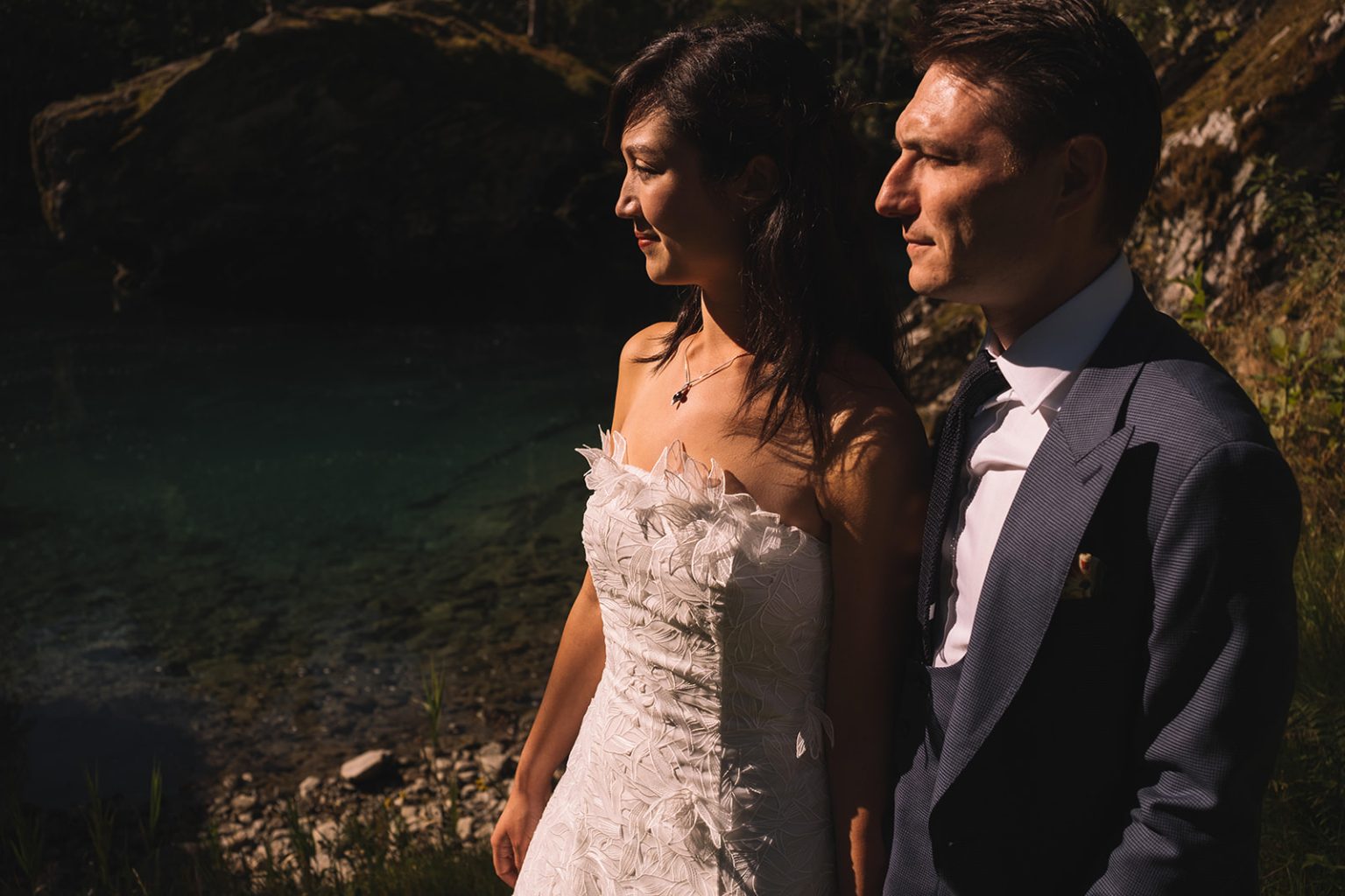 Ida and James close together at Juvet, a Juvet wedding photographer