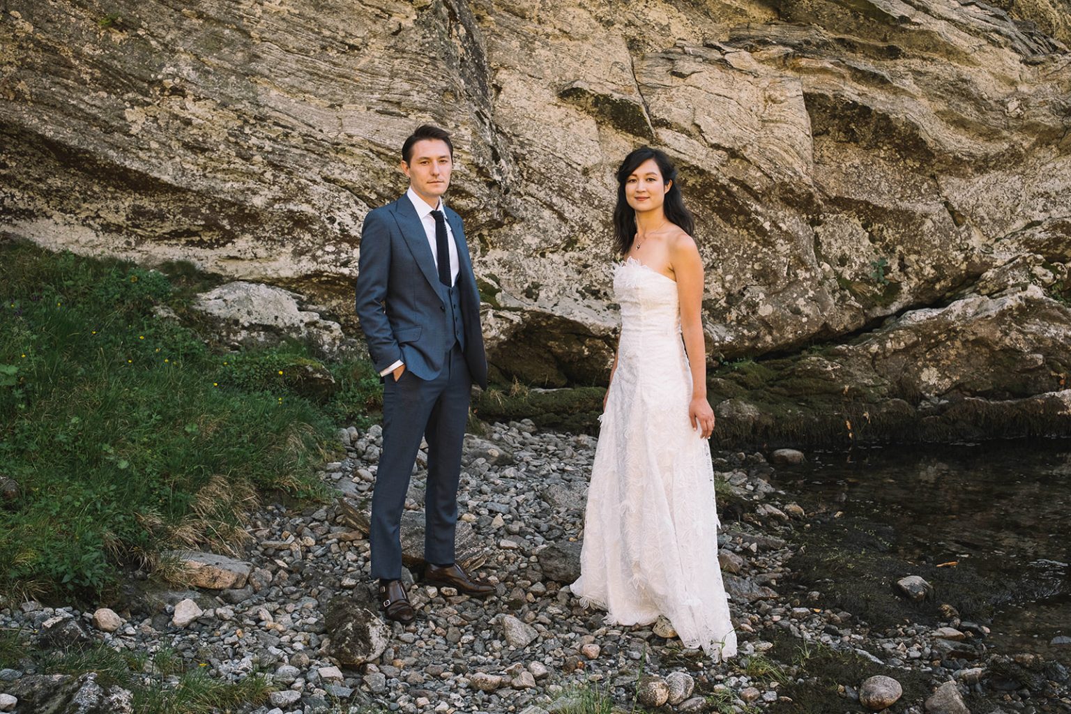 The couple in the river gorge at Juvet, Norway