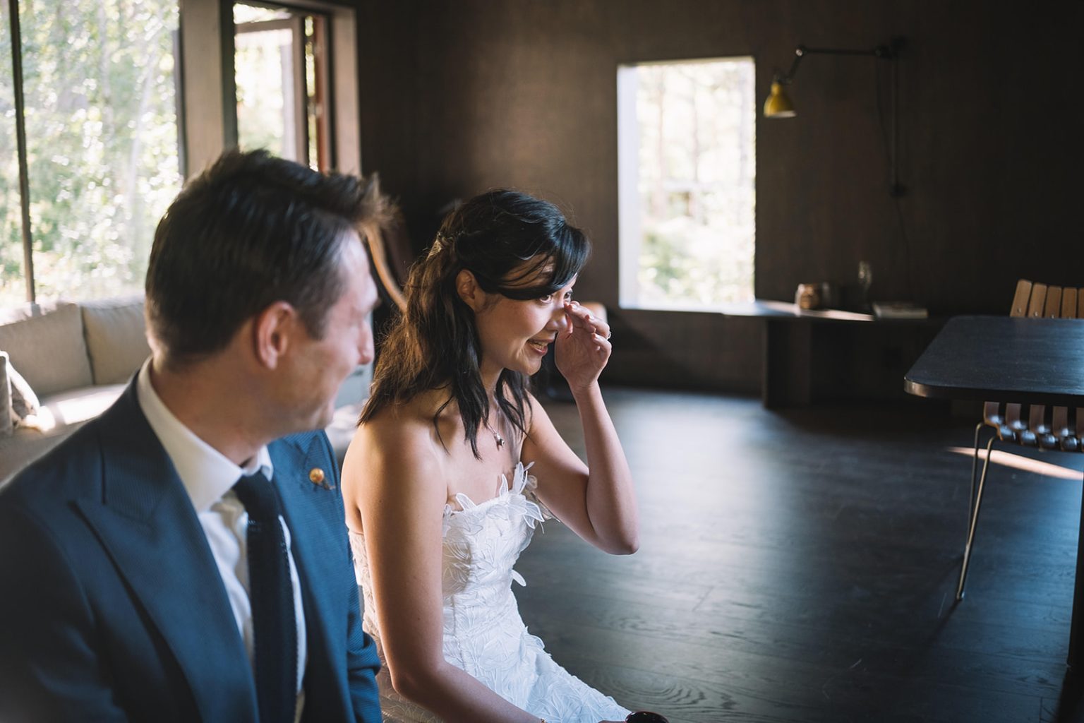 An emotional moment at the tea ceremony, a Juvet Landscape Hotel wedding