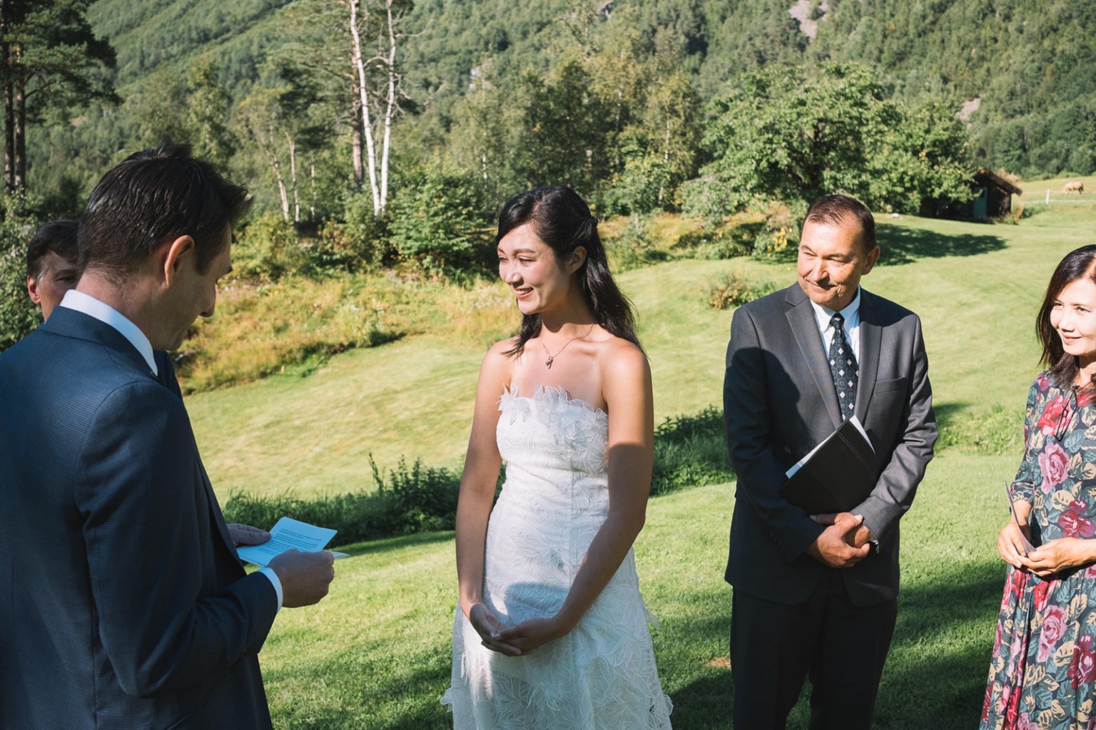 Laughter and tears during the ceremony at Juvet Landscape Hotel