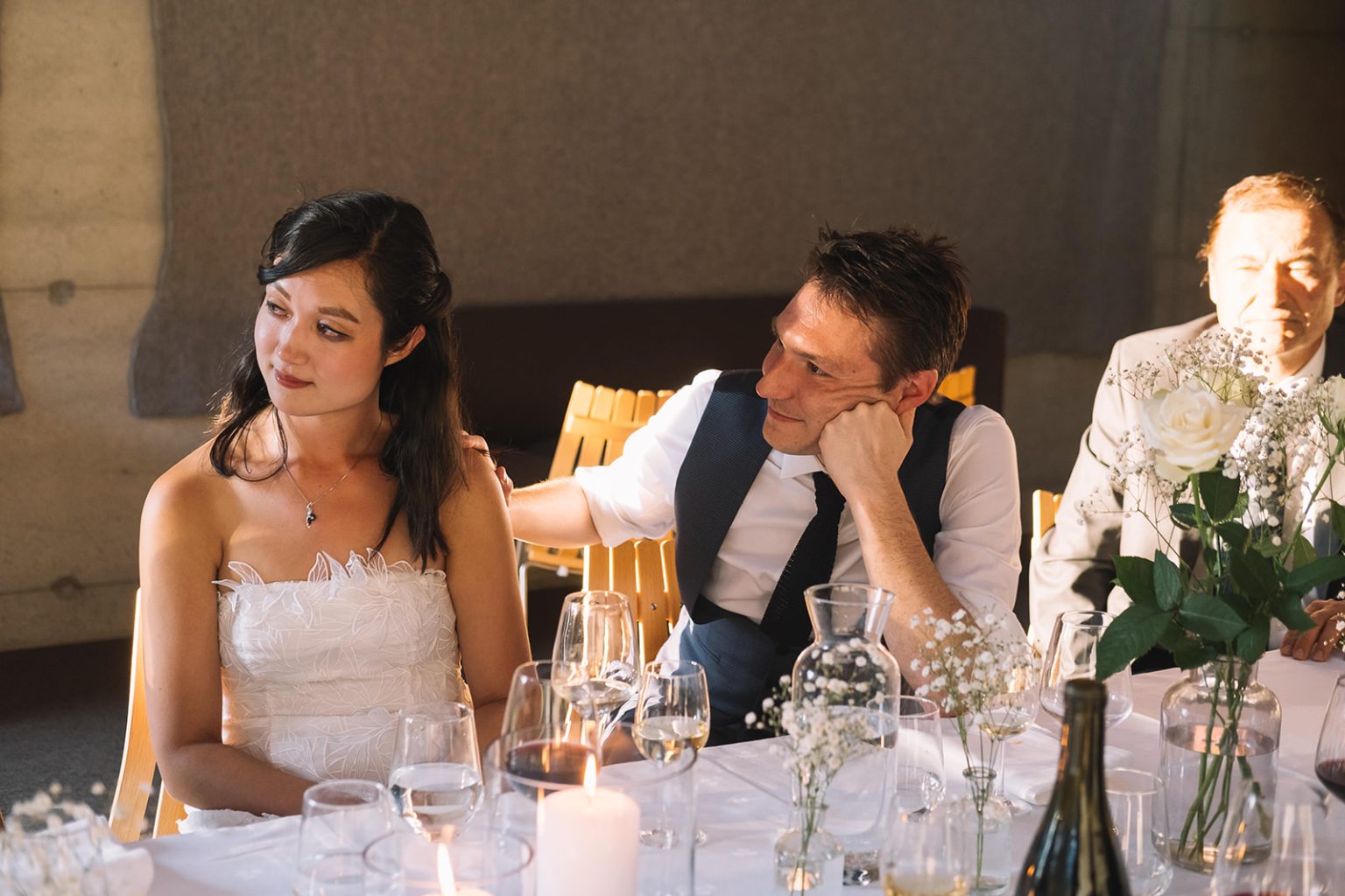The bride laughing during the speeches, Juvet, Norway