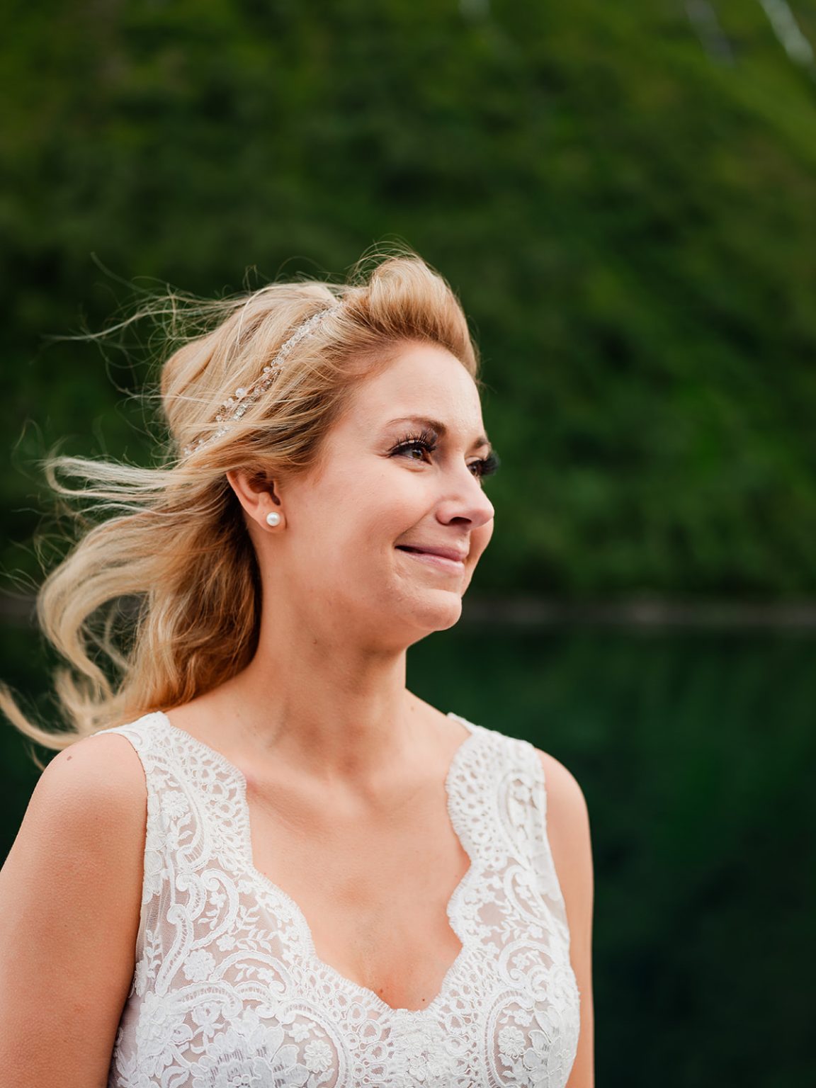 Portrait of the bride by the fjord